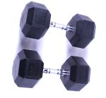 2.5kg to 40kg hex black rubber coated cast iron fixed dumbbell for wholesales