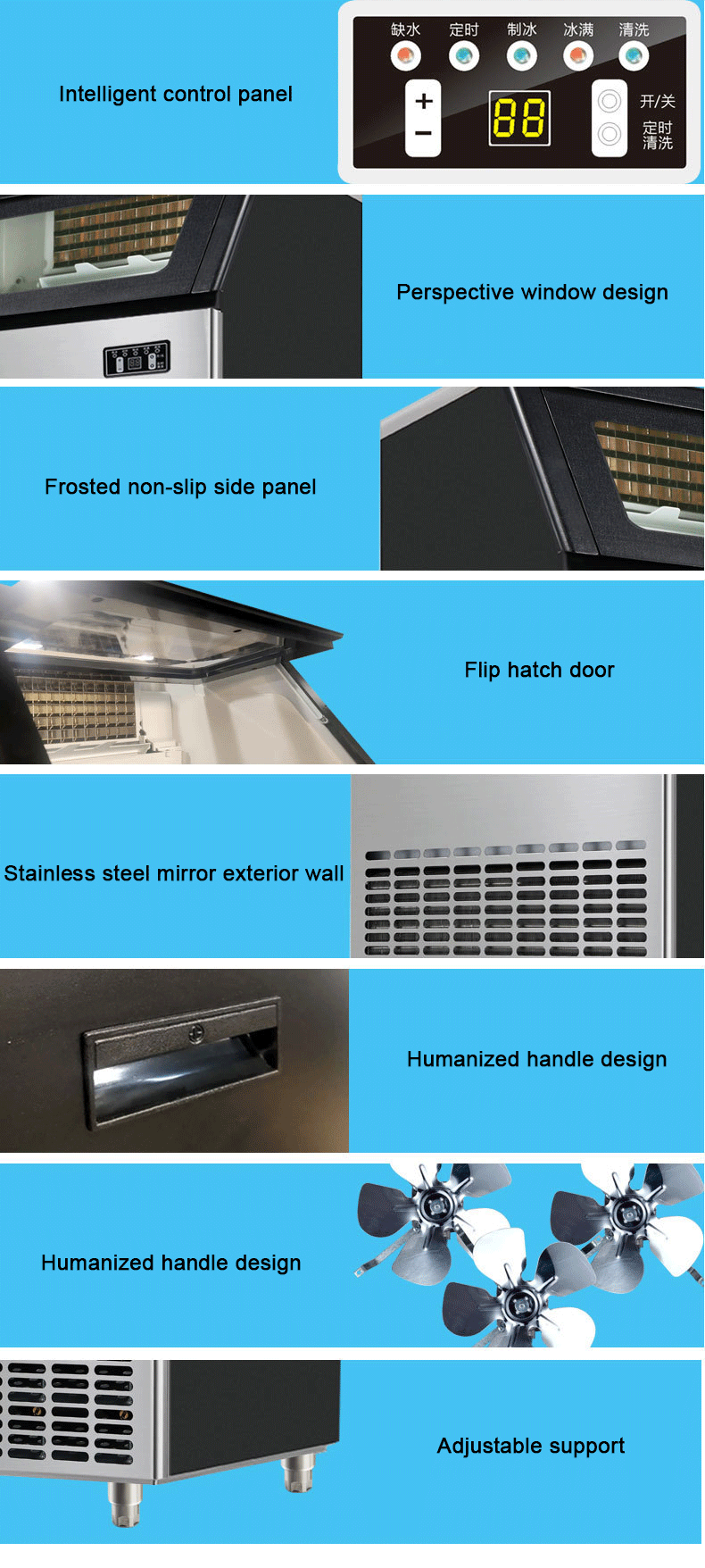 Stainless Steel Commercial Ice Cube Makers for Home Other 220V/50-60Hz Ice Block Maker Machine 120kg 24h Other Compressor