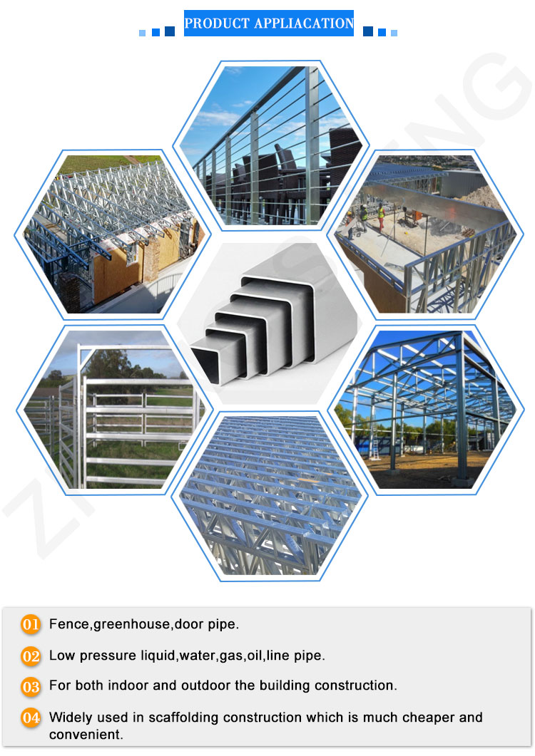 Hot Dipped Galvanized Square and Rectangular Steel Pipe Weight of Angang 40x40 SHS 15*15-100*100 ±1% Tolerance