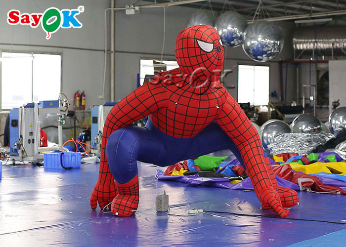 Blow Up Cartoon Characters Super Hero 2.5m Red Inflatable Spiderman For Ceremony Decoration