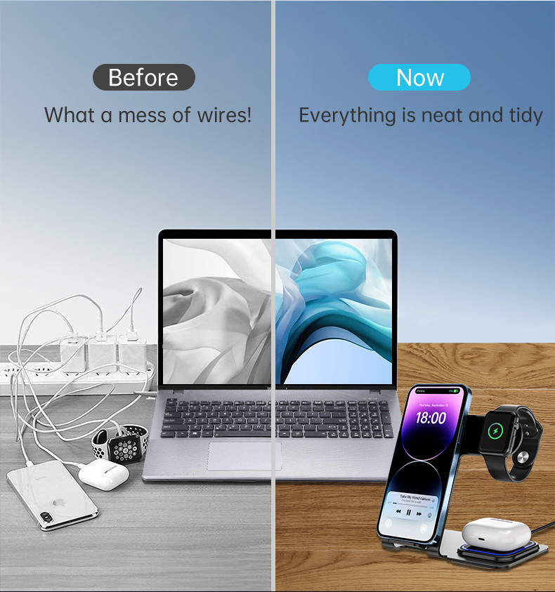 15W Aluminum Alloy Wireless Charging Stand for iPhone Samsung Qi Phones - Silver/Black/Blue/Grey