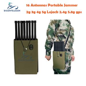 Quality 4G LTE 5G Lojack Portable Signal Jammer PHS PCS 16 Antennas 16w wholesale