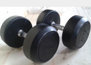 Quality Environmental Rubber Coated Dumbbells / Durable Gym Fitness Accessories wholesale