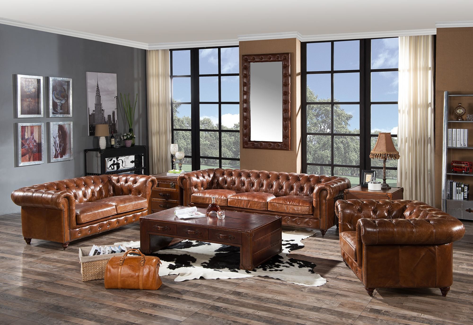 Union Jack Flag Leather Chesterfield Sofa Vintage Leather Sofas 2 3 seaters