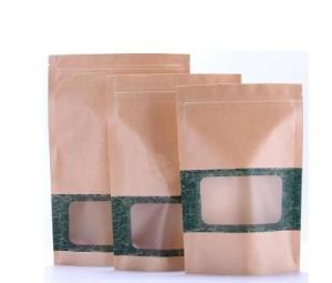 Quality Zipper Custom Printing Heat Sealing Kraft Paper Bags With Window For Tea wholesale