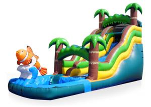 Quality Tropical Commercial Water Slide , Giant Blow Up Water Slide High Security Huge wholesale