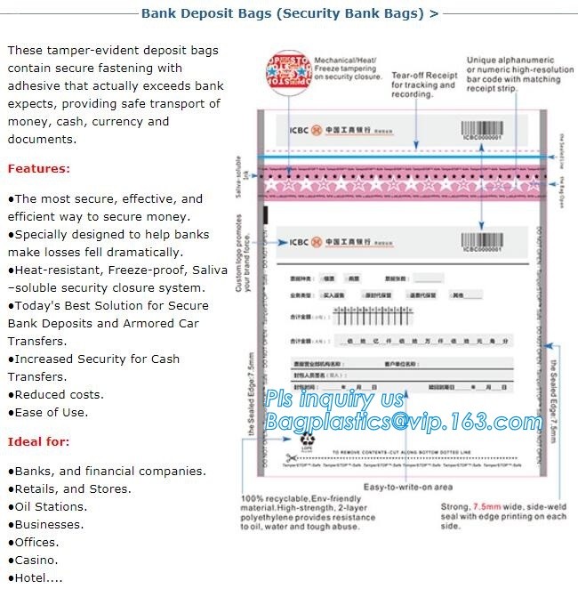 Opaque Tamper Evident Sealing Plastic Bank Money Steb Security Bag / Custom Self Adhesive Plastic Courier Bag, bagease