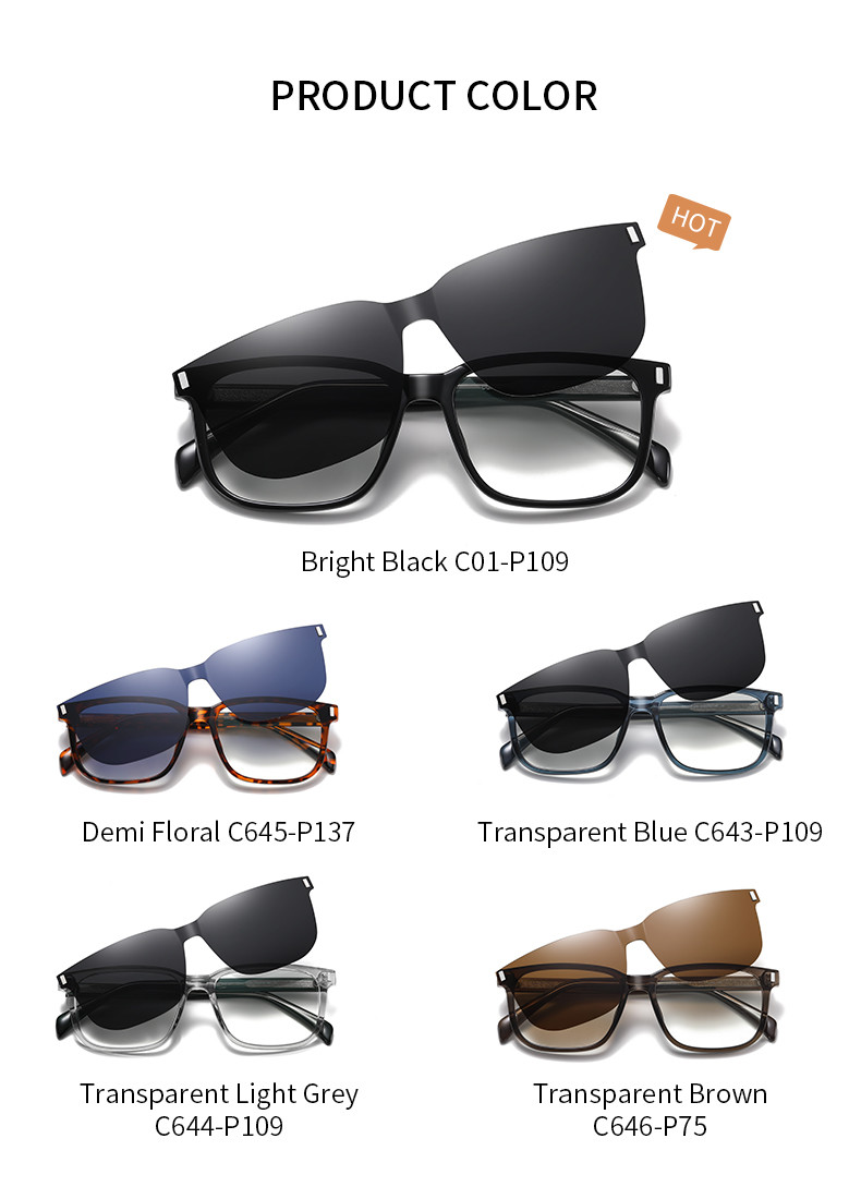 Absorbing Polarized Magnetic Sunglasses Two Lenses Square Men'S Myopia