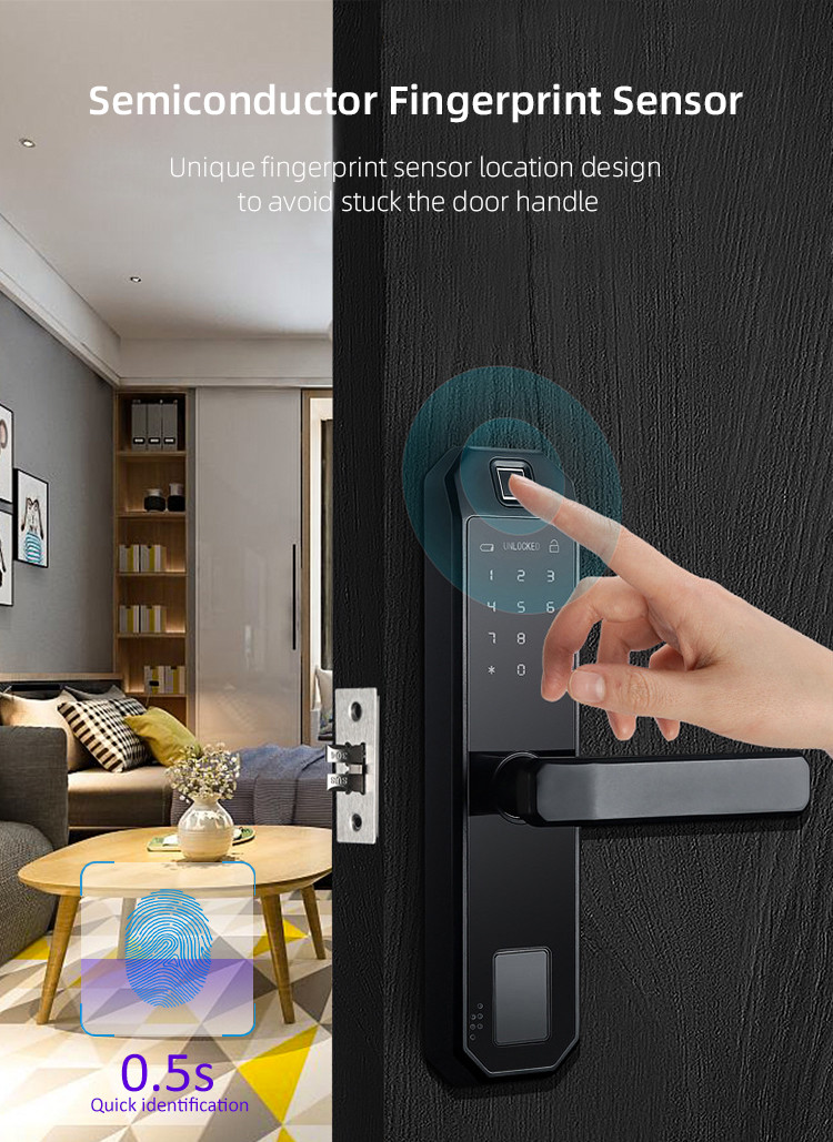 Anti Peep Fingerprint Smart Door Locks Intelligent Recognition Biometric Door Lock