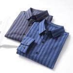 Breathable Dark Blue Long Sleeve Cotton Shirt for Men's Casual Fashion in Autumn