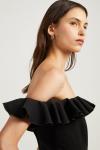 Fashion Black Off Shoulder Dress Sexy Ladies Ruffle