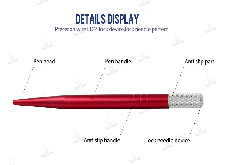 Aluminum Alloy Manual Permanent Tattoo Pen For 3D Embroidery Micro Blade Eyebrow