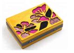 Gold Color Wooden Evening Clutch Bags / Handbag For Women With Flower