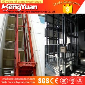 Quality 500kg-3000kg floor to upstairs goods guide rail chain lift table wholesale