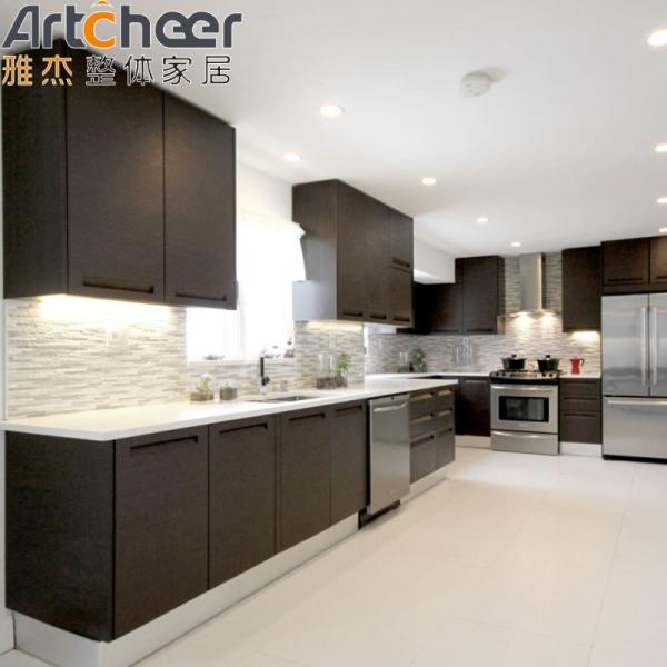 Dark Brown Solid Wood Kitchen Cabinets with Customized Color and Plywood Door
