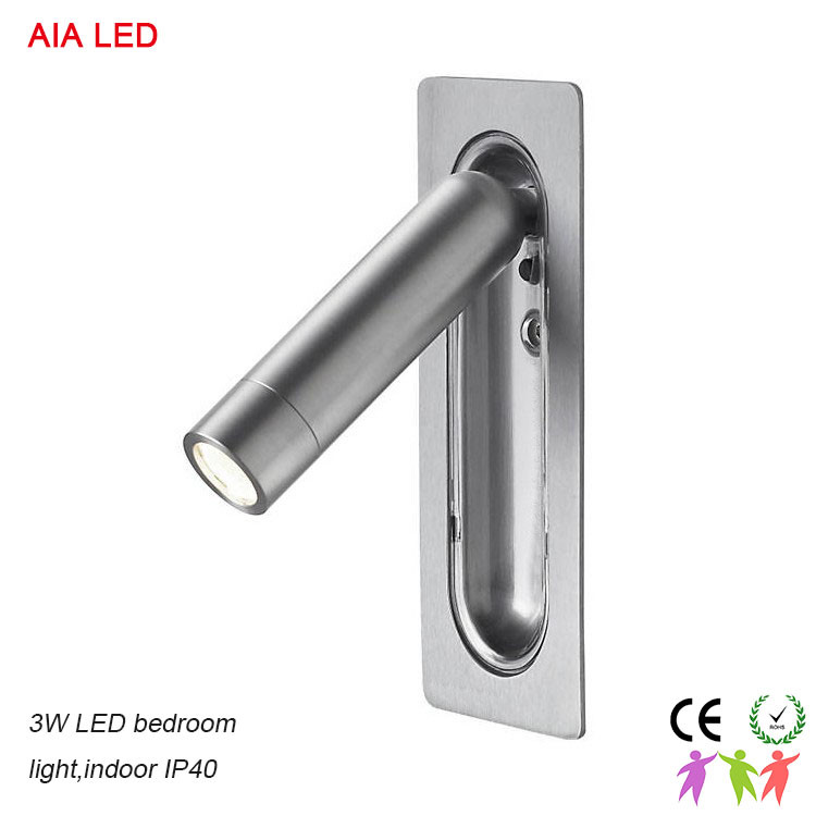 Rotate recessed mounted bedside wall lamp/led reading light led bed wall light for hotel rooms