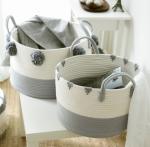 Wholesale 3pcs Set Foldable Handmade Woven Cotton Rope Hamper Storage Kids Toys