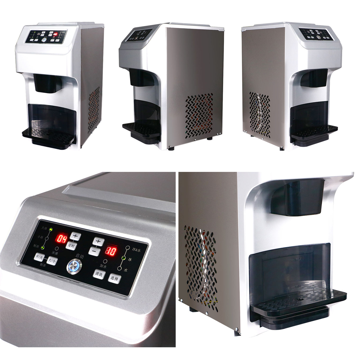 Ice Maker 35kg Countertop Water Dispensers Automatic Bullet Nugget Ice Block Making Machines for Business Commercial Home