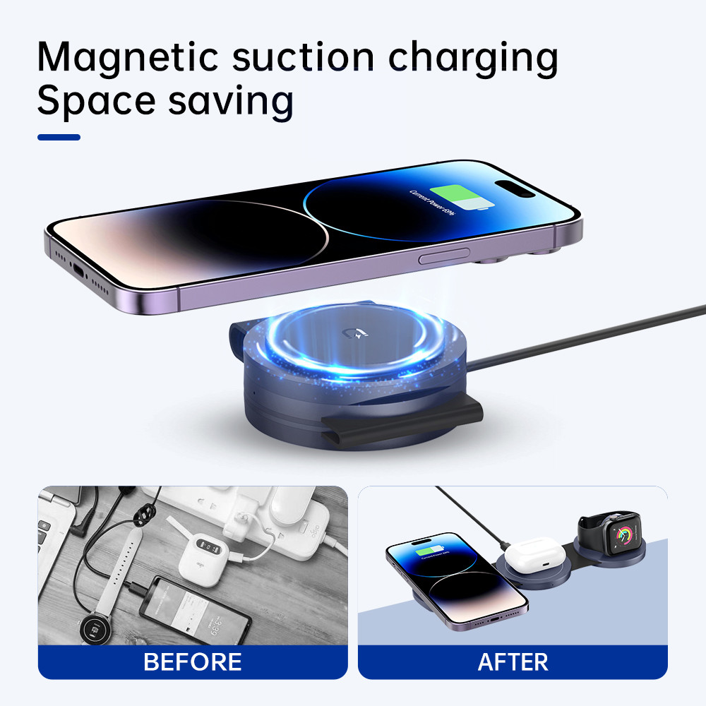 Foldable Wireless Charger Pad For Apple With 15W MAX Phone Charging Power
