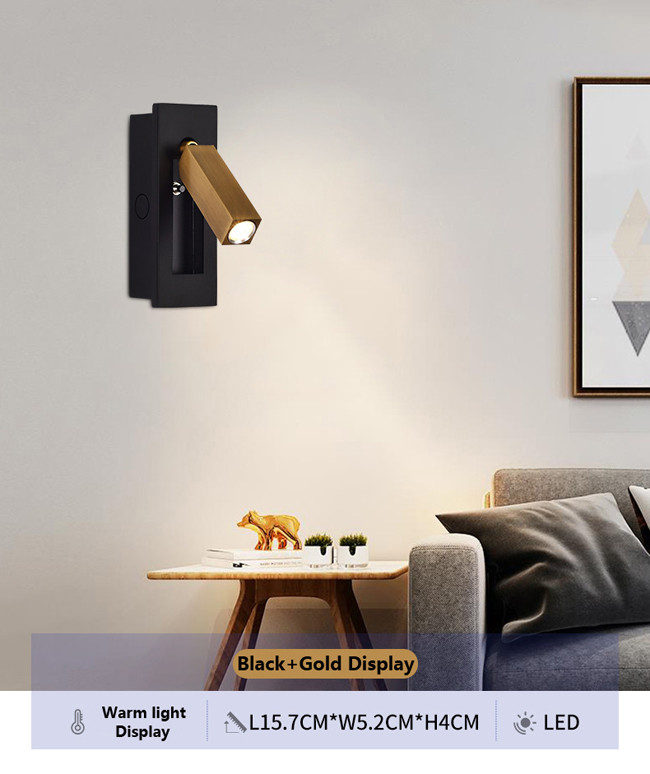 Embedded LED Wall Lamp With Switch Hotel Room Bedroom Bedside Wall Lamp