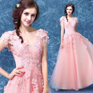 Quality Light Orange Stage Show Host Dress Elegant Evening Dresses TSJY041 wholesale