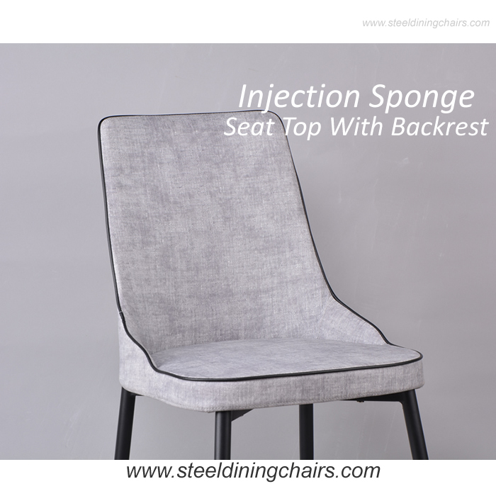 Beige Side Injection Sponge 50CM 52CM 82CM Metal Frame Upholstered Dining Chair