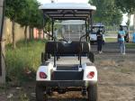 White 60V 30 Mph Electric 6 Seater Golf Cart Lead Acid Battery ODM