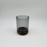 Glass Bathroom Sets Bath Kits Smoke Color Round Shape Wood Part Glass Bathroom
