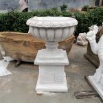 Large Marble Flowerpots Garden Decorative Hunan White Natural Stone Hand Carved
