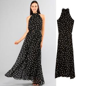 Quality Newest Design Women Polka Dot Chiffon Maxi Dress wholesale