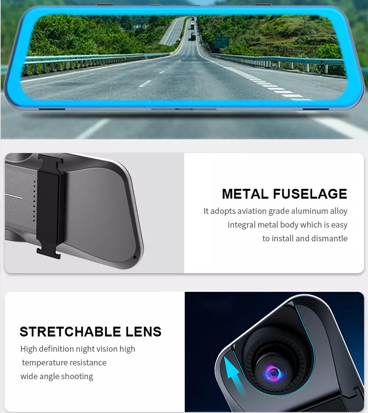 10inch 1440P 1080P Dashboard Dash Cam WIFI GPS Night Vision