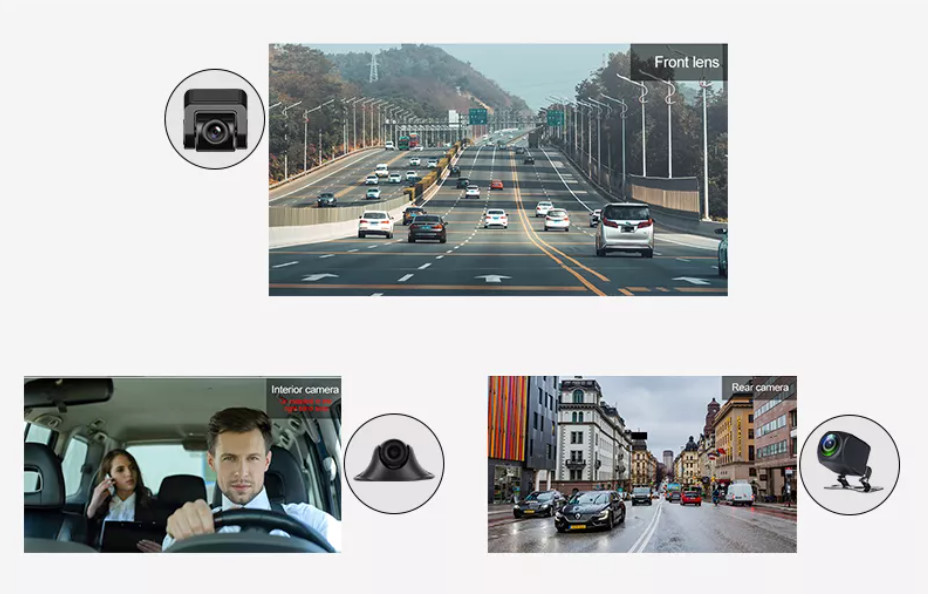 AHD1080P Android Wireless Carplay Rear View Mirror DVR WIFI GPS 3 Cams