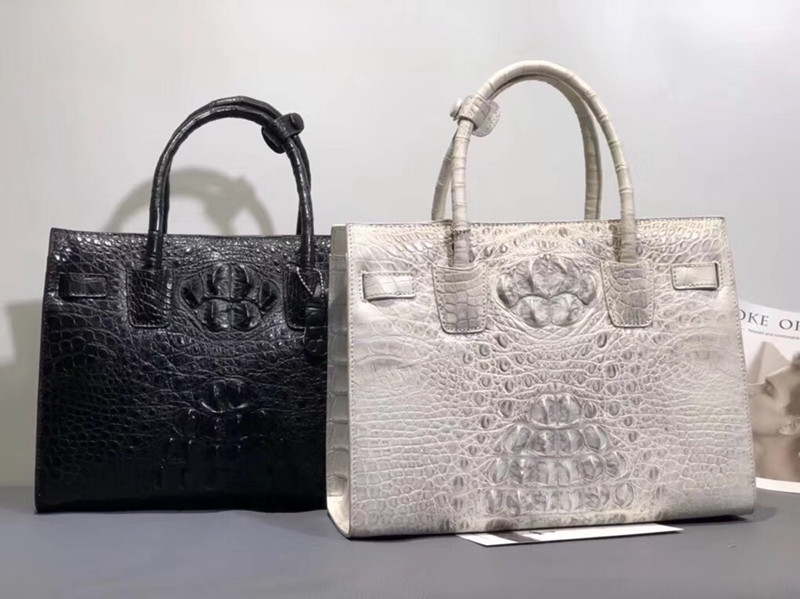 Genuine Alligator Skin Women Totes Purse Authentic Crocodile Leather Lady Top-handle Handbag Female Large Shoulder Bag