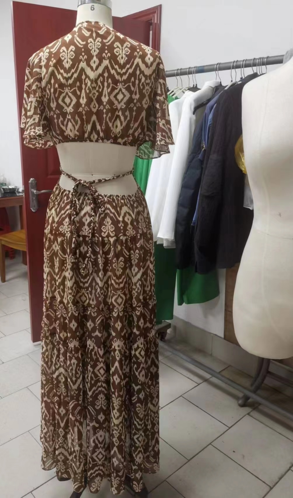 Custom Ladys Dress Clothing Ropa De Mujer Vestido Corto Print Dress Summer Allover Print Flounce Elegant Ladies Women Dress Casual Maxi Dress