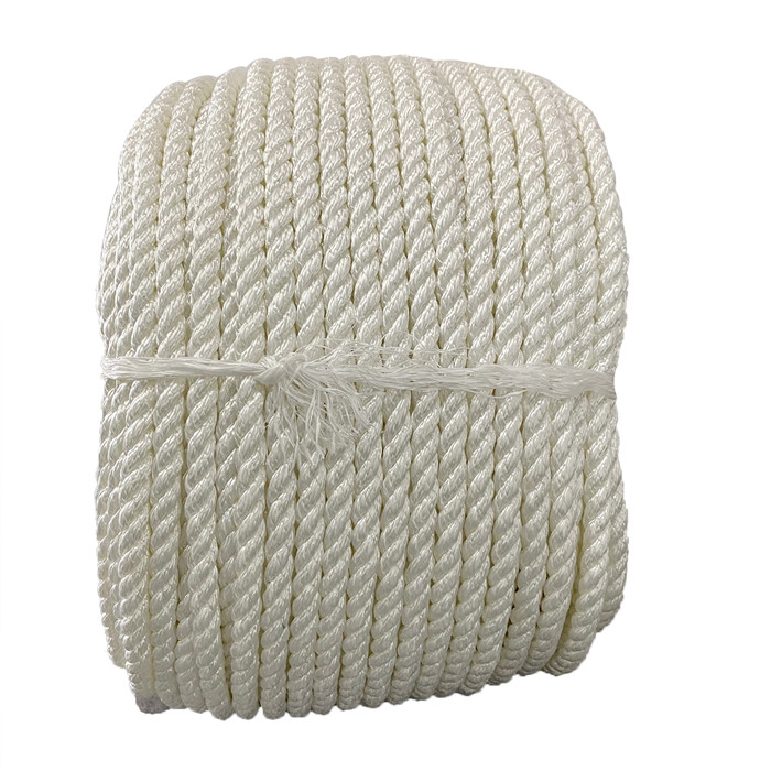 3 Strand Z Twisted Nylon Multifilament Rope 12mm/16mm/18mm With White Color