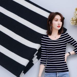 Quality 21S Organic Ribbed Cotton Fabric , 1*1 Striped Cotton Interlock Material wholesale