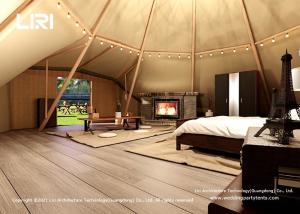 Quality Polyester Taffeta Outdoor Glamping Tent Log Wall And Wooden Structure wholesale