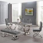 Luxury 180x90x75cm SS Steel Furniture Dining table With 20mm Marble Top