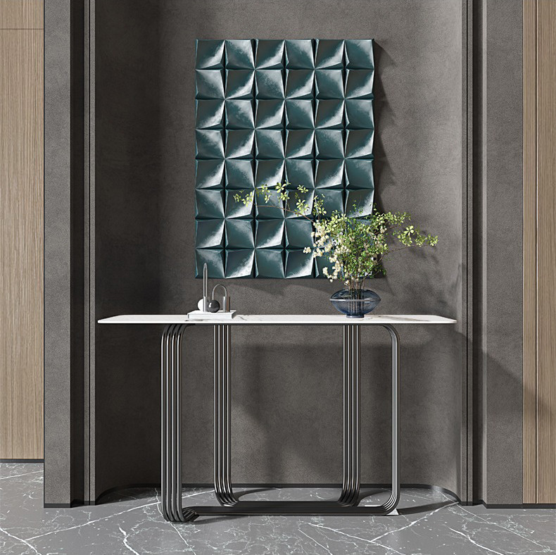Polished Stainless Steel & Marble Console Tables - Affordable Luxury