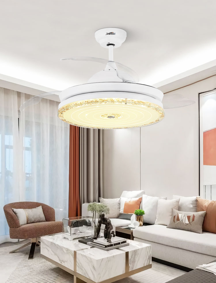 5-Speed Invisible Ceiling Fan with LED Lights and Remote Control 1stshine 3*PC Blades