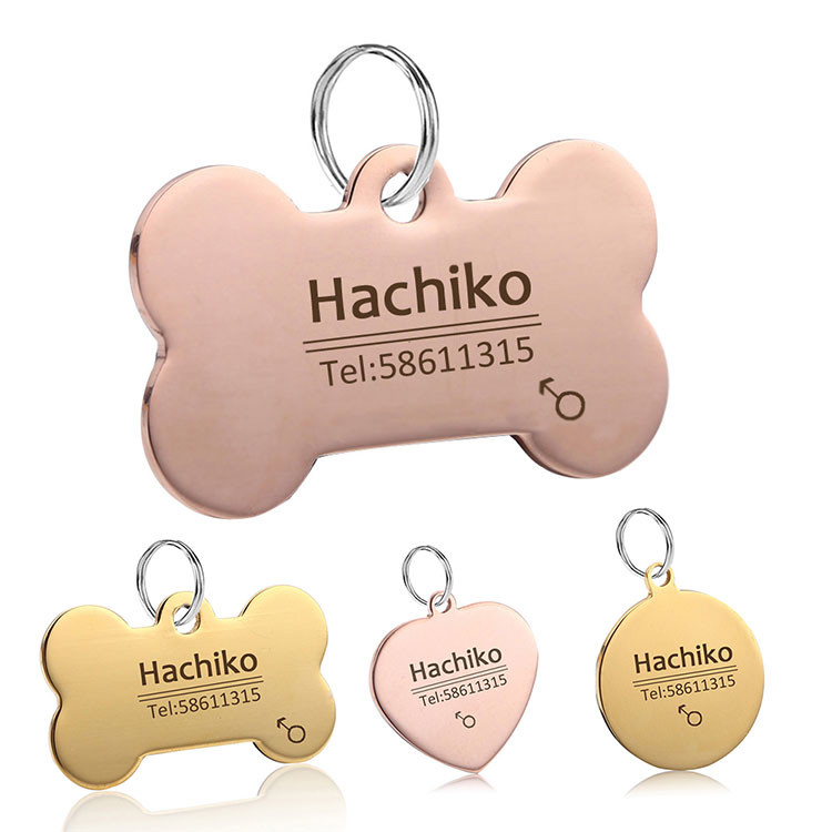 Personalized Dog Tags Paw Print Round Stainless Steel Pet Tag For Dogs And Cats