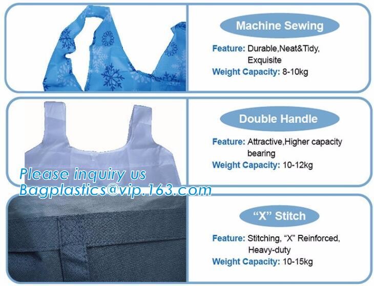 Recycled Foldable Nylon Polyester Tote Bag with logos polyester shopping bag Custom advertising handle non woven bag PAC