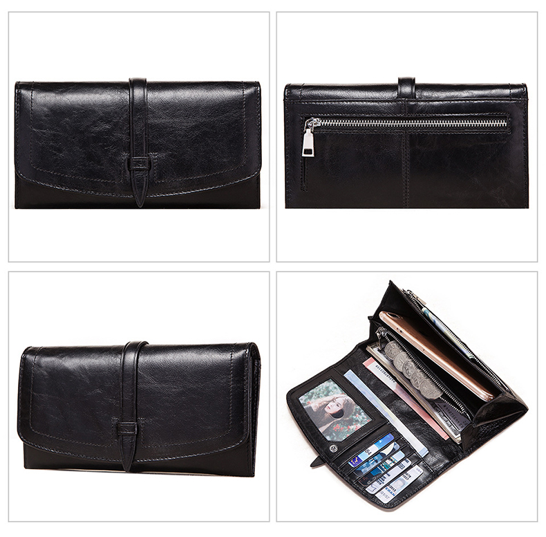 Leather Wallet Long Ladies Clutch Bag Purse for Fashionable Women Low MOQ
