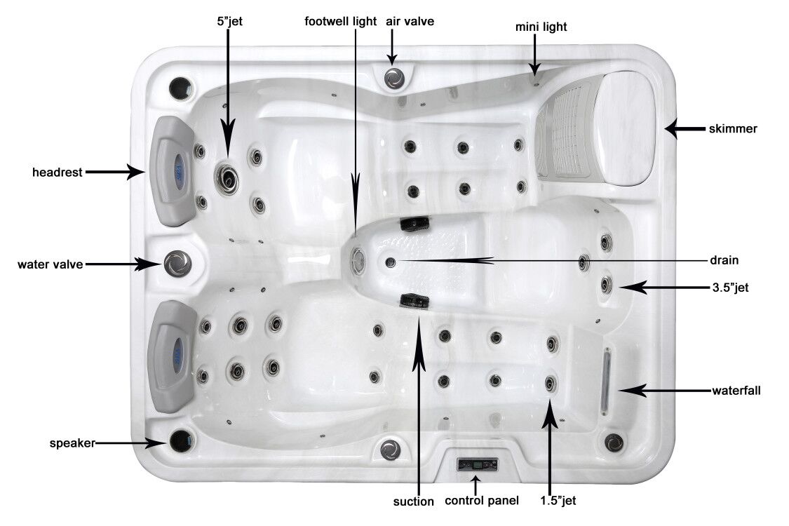 Optional Color Indoor Whirlpool Tubs Waterfall Music Speaker For Outdoor