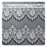 Decorative Eyelash Nylon Lace Fabric Scalloped Yellow Polyamide for Night Dress