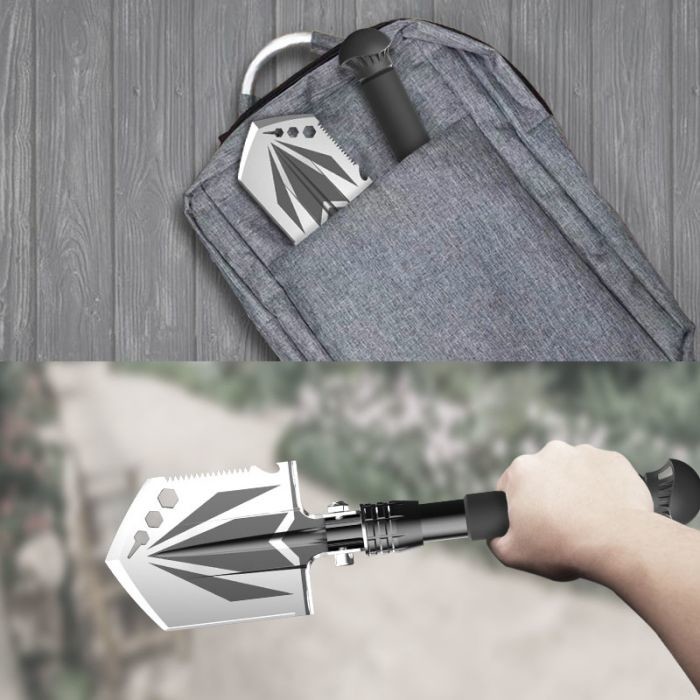 Straight Handle Multifunctional Outdoor Shovel , 8in Head Self Defense Shovel