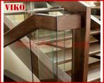 Solid Wood Staircase VK90S Beech Handrail Tread Beech ,Railing tempered glass,