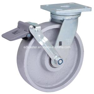 Quality Ball Bearing 8&quot; 1000kg Plate Brake Castlron Caster 7828-96 Grey Color Application Caster wholesale