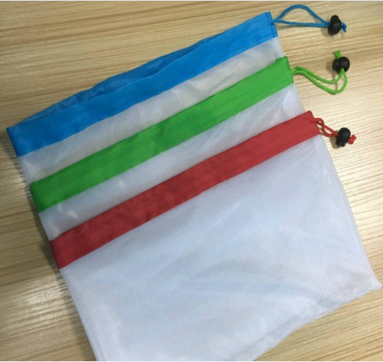 20D/50D Polyester Mesh Vegetable Storage Bags , Reusable Mesh Net Bag Drawstrings