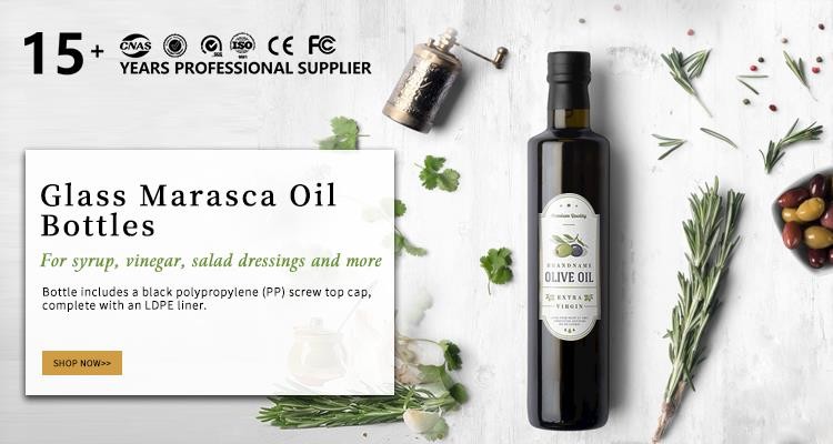 1000ml 750ml 500ml Marasca Glass Oil Bottle Food Grade In Bulk